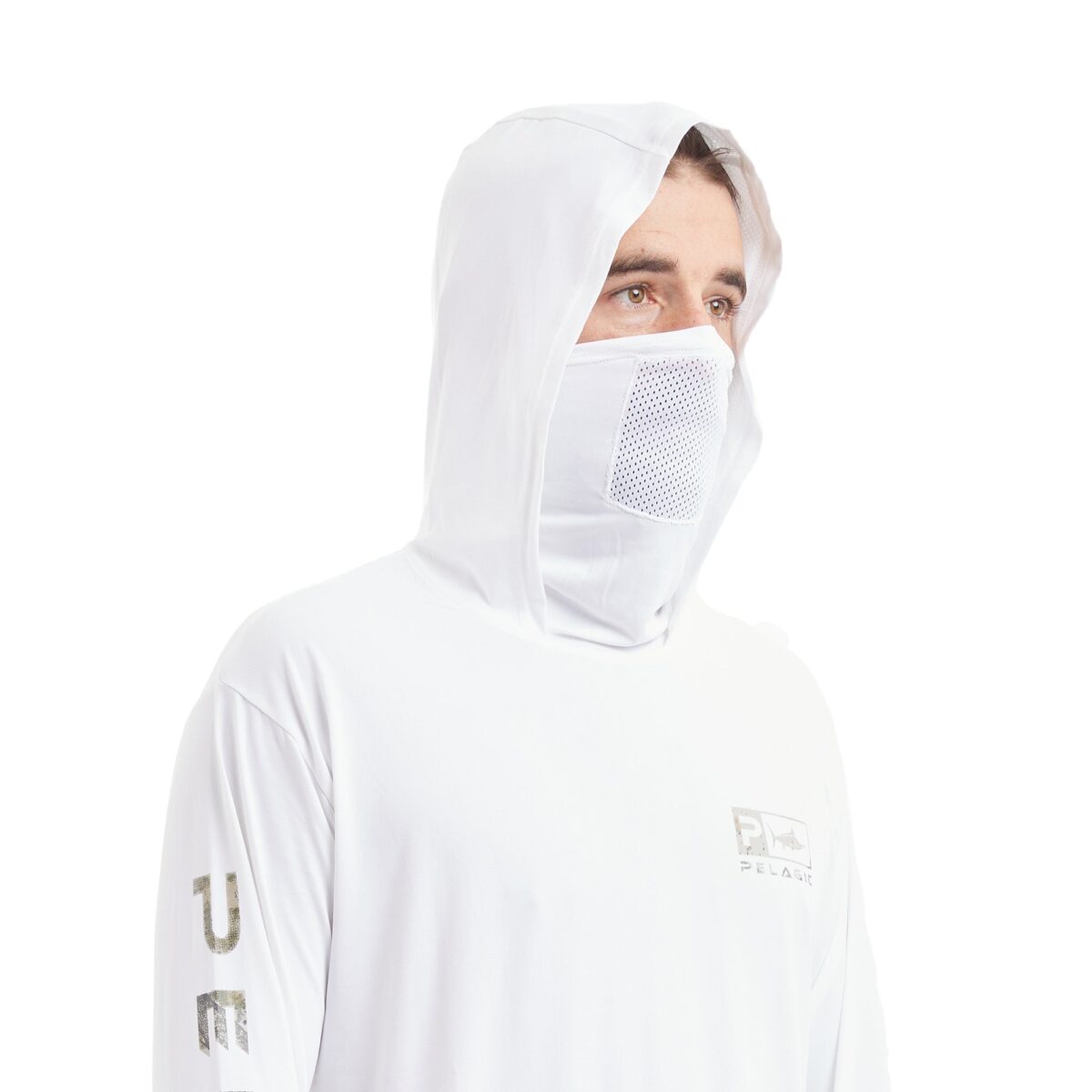 Pelagic Men’s Defcon Icon Upf 50+ Hooded Fishing Shirt - White - Image 4