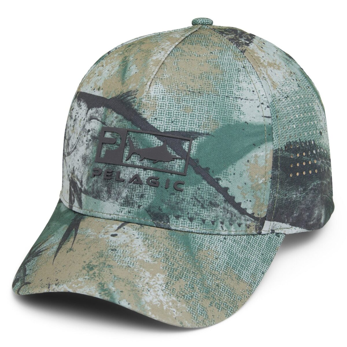Pelagic Terminal Gyotaku Performance Trucker Cap - Green