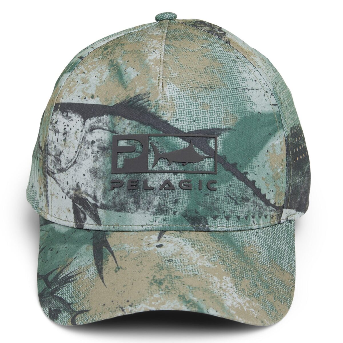 Pelagic Terminal Gyotaku Performance Trucker Cap - Green - Image 4